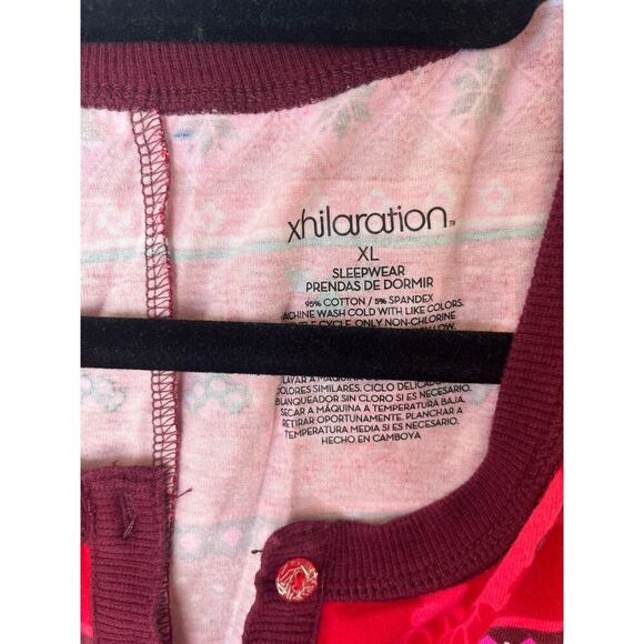 Xhilaration Christmas One Piece Pajamas Fair Isle Reindeer Cotton Y2K XL Target - Picture 2 of 9